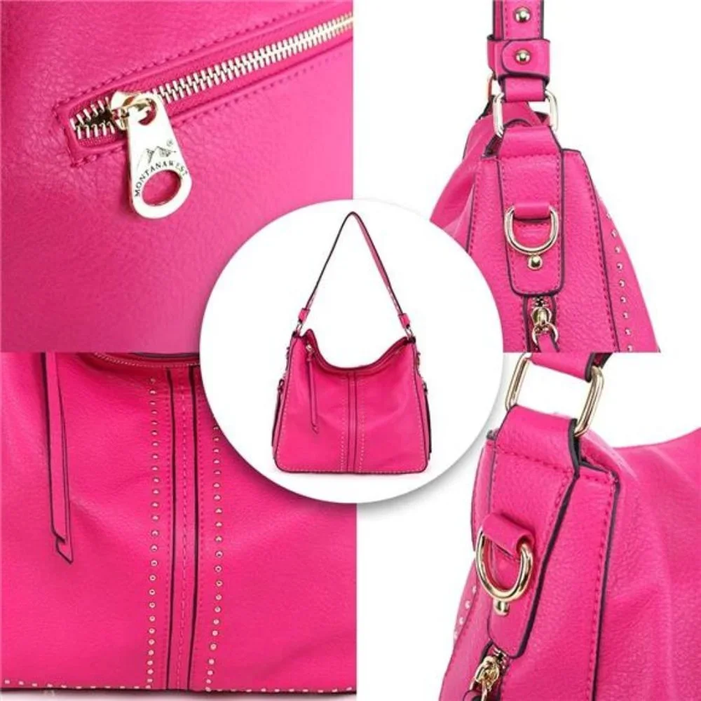 Montana West Hobo Handbag for Women Large Purses  with Studs and Crossbody Strap - Picture 4 of 5